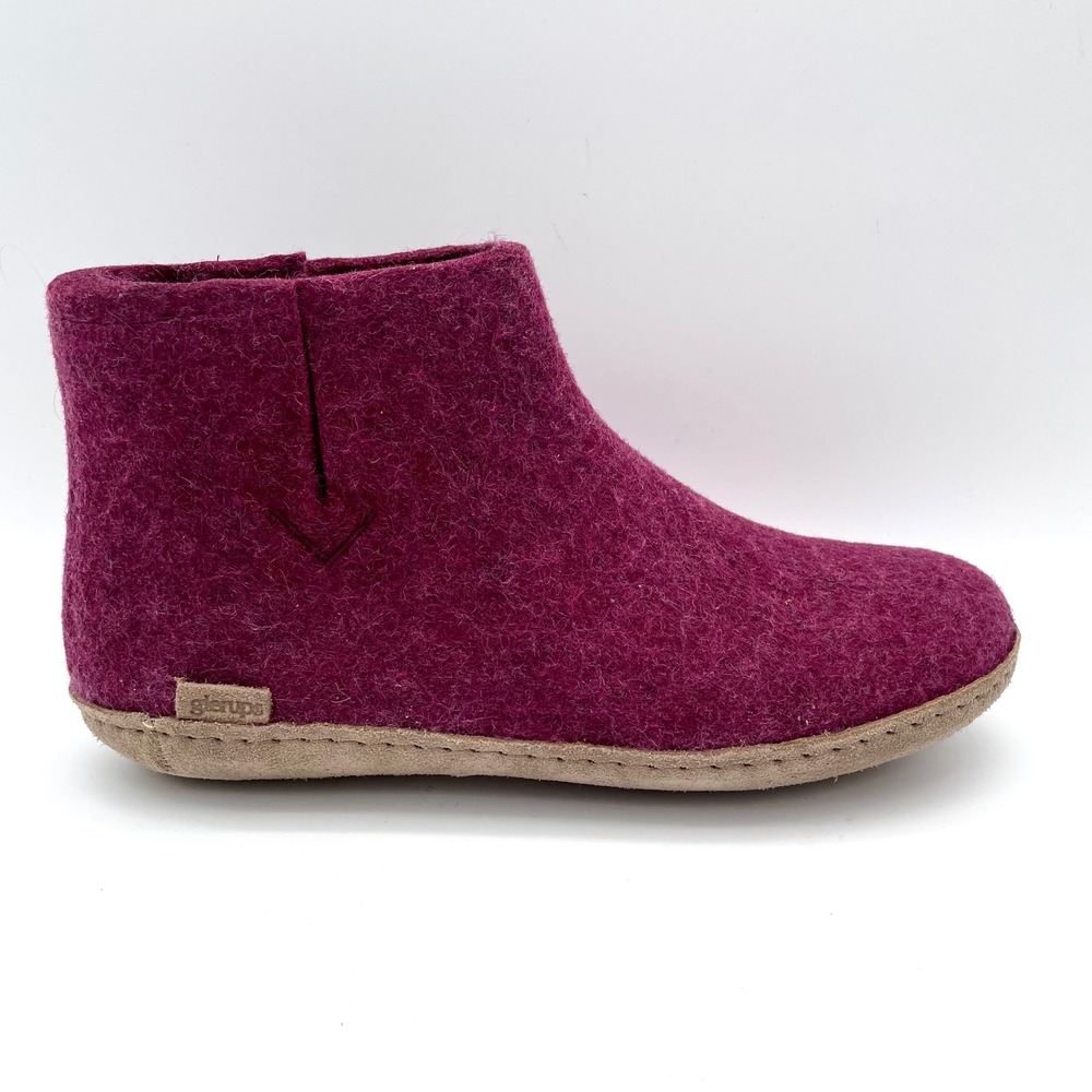 Glerups Booties Wool Women 9/10 Purple NWT Suede Sole Ankle Slipper Slippers